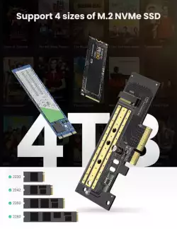 Адаптер за разширителна карта Ugreen PCIe 3.0 x4 към SSD M.2 M-Key / M.2 B-Key CM302 - черен