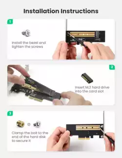 Адаптер за разширителна карта Ugreen PCIe 3.0 x4 към SSD M.2 M-Key / M.2 B-Key CM302 - черен