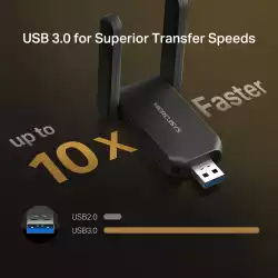 Безжичен 2-лентов USB адаптер с висок коефициент на усилване Mercusys MA72XH AX1800