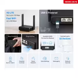 Безжичен 4G LTE преносим рутер Mercusys MB113-4G 300 Mbps