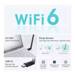 Безжичен USB адаптер с висок коефициент на усилване TP-Link Archer TX35U Plus AX1800