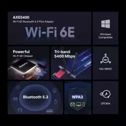 Безжичен Wi-Fi 6E Bluetooth 5.3 PCIe Адаптер Mercusys MA86XE AXE5400