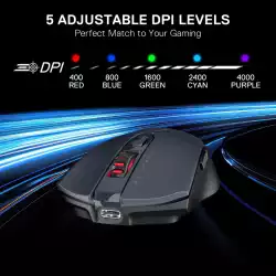 Безжична Bluetooth и кабелна геймърска мишка Redragon Fyzu Lite M995GB-LIT - черна със сиво