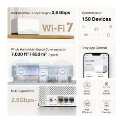 Безжична Wi-fi 7 Mesh система Mercusys Halo H27BE(3-pack) BE3600