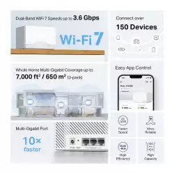 Безжична Wi-fi 7 Mesh система Mercusys Halo H25BE(3-pack) BE3600