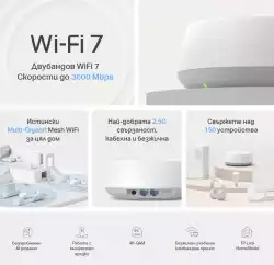 Безжична Wi-fi 7 Mesh система TP-Link Deco BE25(2-pack) BE3600