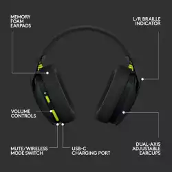 Безжични гейминг слушалки Logitech G435 Lightspeed 981-001050 - черни