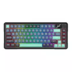 Bluetooth и безжична механична геймърска клавиатура Redragon Behemoth Pro K724GBG-RGB-PRO с RGB осветление - черна със зелено