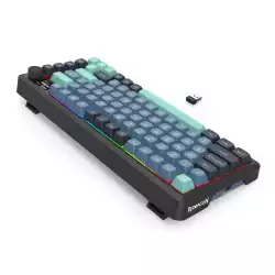 Bluetooth и безжична механична геймърска клавиатура Redragon Behemoth Pro K724GBG-RGB-PRO с RGB осветление - черна със зелено