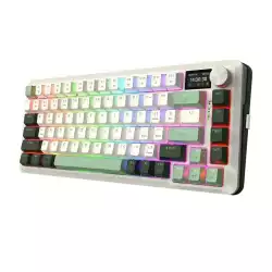 Bluetooth и безжична механична геймърска клавиатура Redragon Flekact Pro K708WLG-RGB-PRO с RGB осветление - бяло със зелено