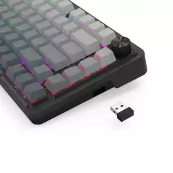 Bluetooth и безжична механична геймърска клавиатура Redragon Ucal Pro K673SP-RGB-PRO, RGB осветление - черна със сив градиент