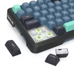 Bluetooth и безжична механична геймърска клавиатура Redragon Behemoth Pro K724GBG-RGB-PRO с RGB осветление - черна със зелено