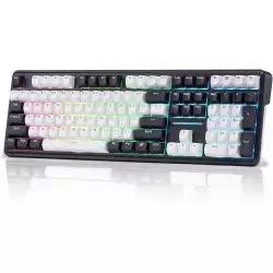 Bluetooth и безжична механична геймърска клавиатура Redragon Antonium Pro 108 K745WB-RGB-PRO, RGB осветление - черна с бяло