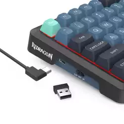 Bluetooth и безжична механична геймърска клавиатура Redragon Behemoth Pro K724GBG-RGB-PRO с RGB осветление - черна със зелено