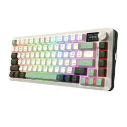 Bluetooth и безжична механична геймърска клавиатура Redragon Flekact Pro K708WLG-RGB-PRO с RGB осветление - бяло със зелено