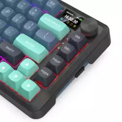 Bluetooth и безжична механична геймърска клавиатура Redragon Behemoth Pro K724GBG-RGB-PRO с RGB осветление - черна със зелено                          