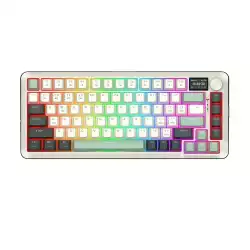 Bluetooth и безжична механична геймърска клавиатура Redragon Flekact Pro K708WLG-RGB-PRO с RGB осветление - бяло със зелено