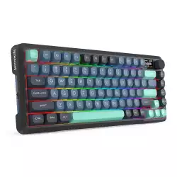 Bluetooth и безжична механична геймърска клавиатура Redragon Behemoth Pro K724GBG-RGB-PRO с RGB осветление - черна със зелено