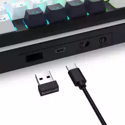 Bluetooth и безжична механична геймърска клавиатура Redragon Wildslash LCD Pro K746WB-RGB-PRO RGB осветление - черна с бяло