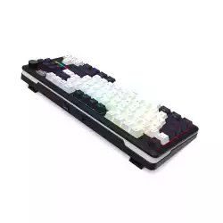 Bluetooth и безжична механична геймърска клавиатура Redragon Wildslash LCD Pro K746WB-RGB-PRO RGB осветление - черна с бяло