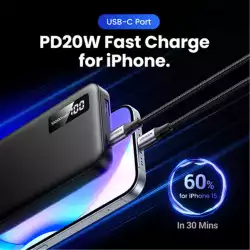 Двупосочна бързозареждаща се външна батерия Ugreen 25742 10000mAh - Черна