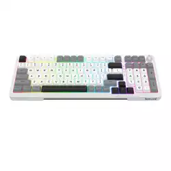 Геймърска Bluetooth безжична и жична механична клавиатура Redragon Bragi Pro K688WGL-RGB-PRO - бяло/сиво