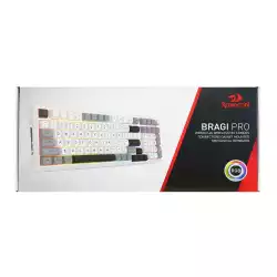 Геймърска Bluetooth безжична и жична механична клавиатура Redragon Bragi Pro K688WGL-RGB-PRO - бяло/сиво                          