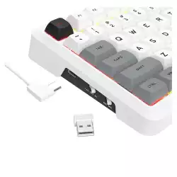 Геймърска Bluetooth безжична и жична механична клавиатура Redragon Bragi Pro K688WGL-RGB-PRO - бяло/сиво