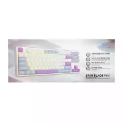 Геймърска Bluetooth и безжична механична клавиатура Redragon Star Blade Pro K707WBP-RGB-PRO - бяло/лилаво