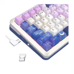 Геймърска Bluetooth и безжична механична геймърска клавиатура Redragon Flekact Pro K708AK-RGB-PRO с RGB осветление - бяла/аниме
