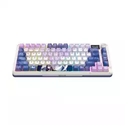 Геймърска Bluetooth и безжична механична геймърска клавиатура Redragon Flekact Pro K708AK-RGB-PRO с RGB осветление - бяла/аниме