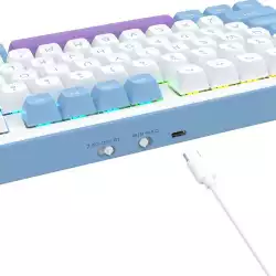 Геймърска Bluetooth и безжична механична клавиатура Redragon Star Blade Pro K707WBP-RGB-PRO - бяло/лилаво
