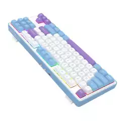 Геймърска Bluetooth и безжична механична клавиатура Redragon Star Blade Pro K707WBP-RGB-PRO - бяло/лилаво