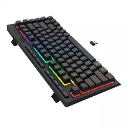 Геймърска клавиатура Redragon Crescent Pro K524RGB-PRO с кабел и безжична Bluetooth, RGB осветление - черна