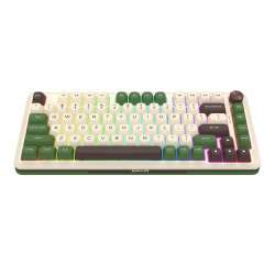 Геймърска механична клавиатура Redragon Cyrus Pro K681CGC-RGB-PRO с Bluetooth и безжична връзка, бяла със зелено и RGB осветление
