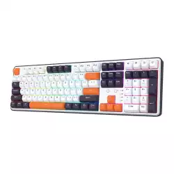 Геймърска механична клавиатура Redragon Wyvern K689WBO-RGB-PRO с Bluetooth и безжична връзка, RGB осветление - бяло/оранжево