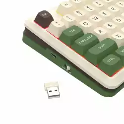 Геймърска механична клавиатура Redragon Cyrus Pro K681CGC-RGB-PRO с Bluetooth и безжична връзка, бяла със зелено и RGB осветление