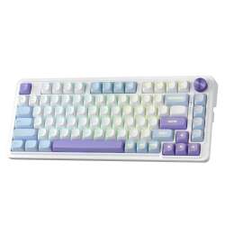 Геймърска механична клавиатура Redragon Cyrus Pro K681WBP-RGB-PRO с Bluetooth и безжична връзка, бяла с лилаво RGB осветление