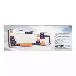 Геймърска механична клавиатура Redragon Wyvern K689WBO-RGB-PRO с Bluetooth и безжична връзка, RGB осветление - бяло/оранжево