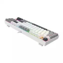 Геймърска механична клавиатура Redragon Kumara K552WGL-RGB с RGB осветление и red switches - бяла със сиво