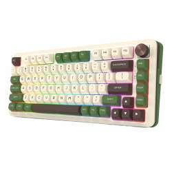 Геймърска механична клавиатура Redragon Cyrus Pro K681CGC-RGB-PRO с Bluetooth и безжична връзка, бяла със зелено и RGB осветление