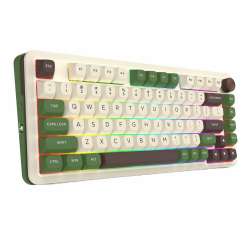 Геймърска механична клавиатура Redragon Cyrus Pro K681CGC-RGB-PRO с Bluetooth и безжична връзка, бяла със зелено и RGB осветление