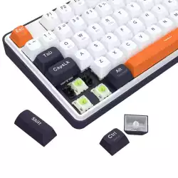 Геймърска механична клавиатура Redragon Wyvern K689WBO-RGB-PRO с Bluetooth и безжична връзка, RGB осветление - бяло/оранжево