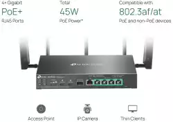 Гигабитен VPN рутер TP-Link Omada 4G+ Cat6 ER706WP-4G AX3000 4-портов PoE+