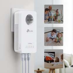 Гигабитов Powerline комплект с Wi-Fi ac и вграден електрически контакт TP-Link TL-WPA8631P KIT AV1300