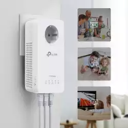 Гигабитов Powerline комплект с Wi-Fi ac и вграден електрически контакт TP-Link TL-WPA8631P KIT AV1300                          