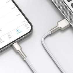 Кабел Baseus Cafule Metal Series USB-A към Lightning, 1м CALJK-A02 - бял
