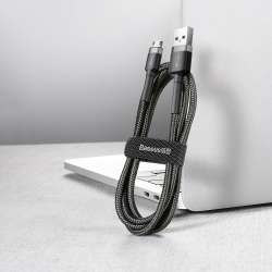 Кабел Baseus Cafule USB-A към Micro USB QC3.0 2.4A 1м CAMKLF-BG1 - черен/сив