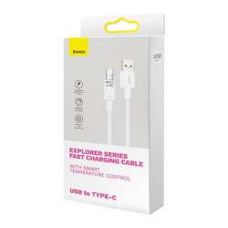 Кабел Baseus Explorer USB към USB-C 100W 1м CATS010402 - бял