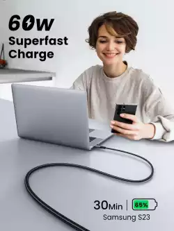 Кабел Ugreen US567 15373 USB-C към USB-C, 60W, 1м